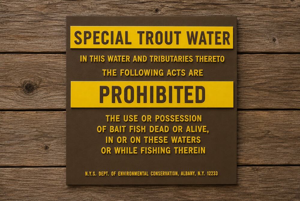 New York State Special Trout Water Sign Fishing DNR Environmental Conservation